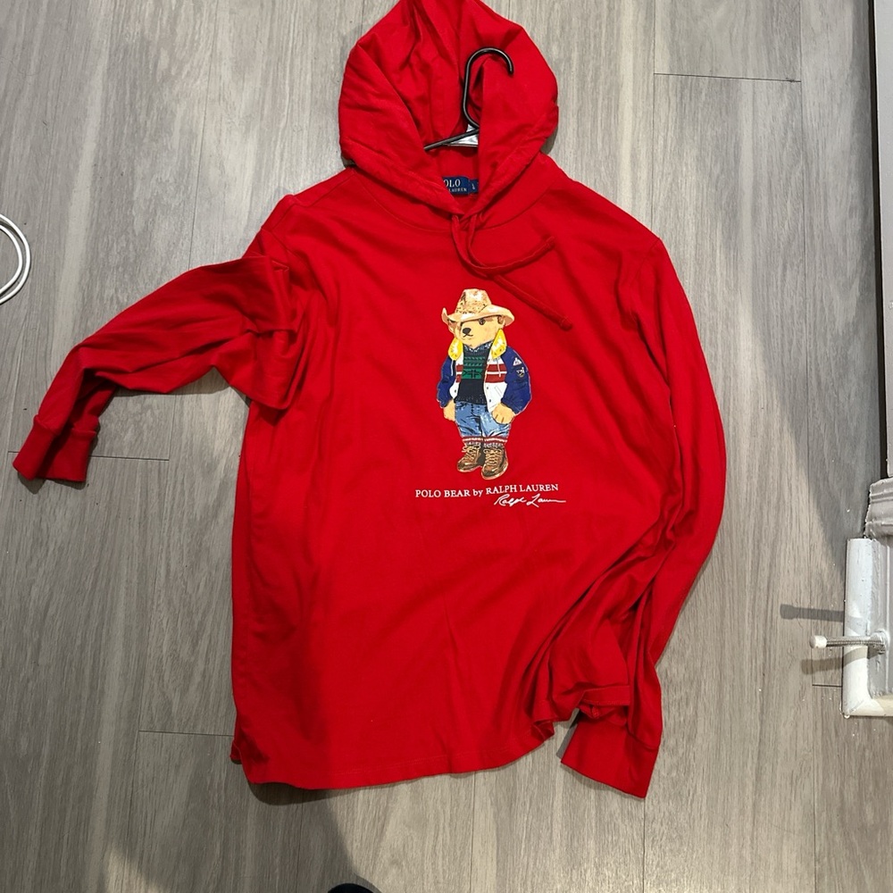 Polo by Ralph Lauren Red Hoodie with Bear Graphic